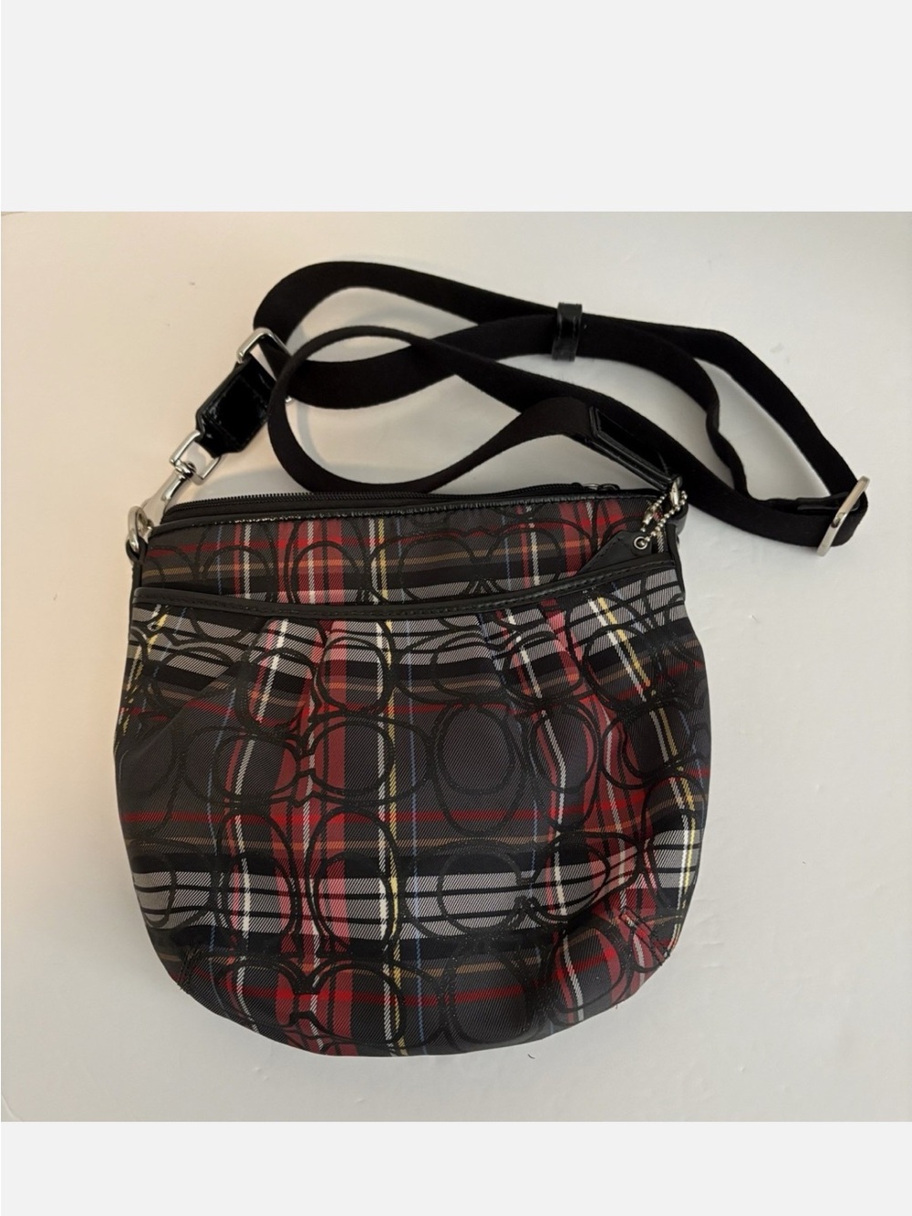 Vintage Coach Poppy Tartan Glitter Signature crossbody bag